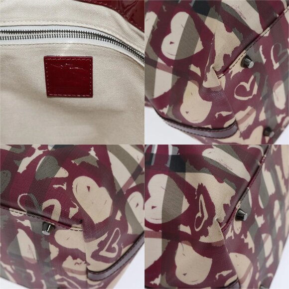 BURBERRY Nova Check Tote Bag PVC Beige Silver Auth 91267 - Picture 15 of 15